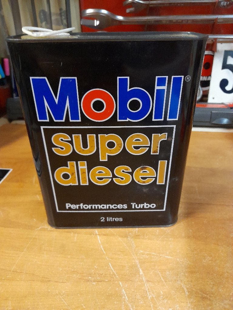 ancien bidon huile vide mobil super diesel turbo, Enlèvement ou Envoi, Utilisé, Autres types