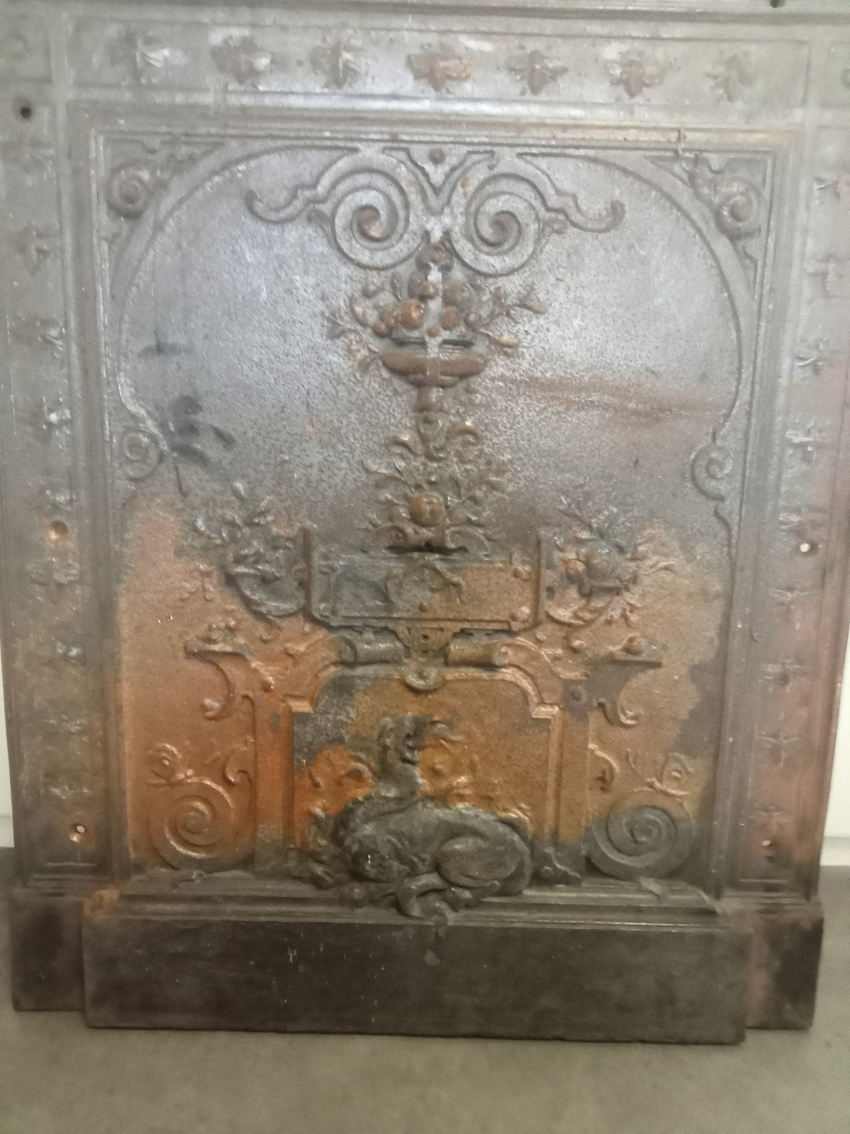 Ancienne plaque de feu en fonte des établissements Lacoste, Maison & Meubles, Cheminées, Enlèvement ou Envoi