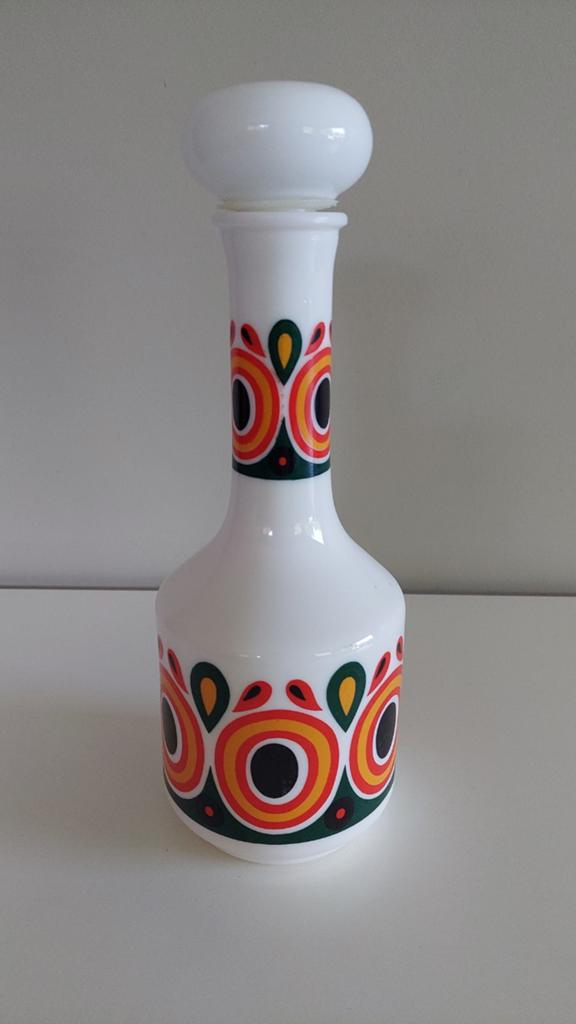 Prachtige kleurrijke vintage fles / vaas - Italiaans design, Ophalen of Verzenden, Geel