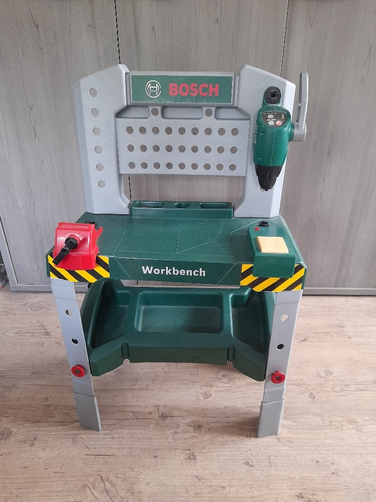 Bosch werkbank + toebehoren, Kinderen en Baby's, Speelgoed | Speeltafels, Ophalen, Zo goed als nieuw