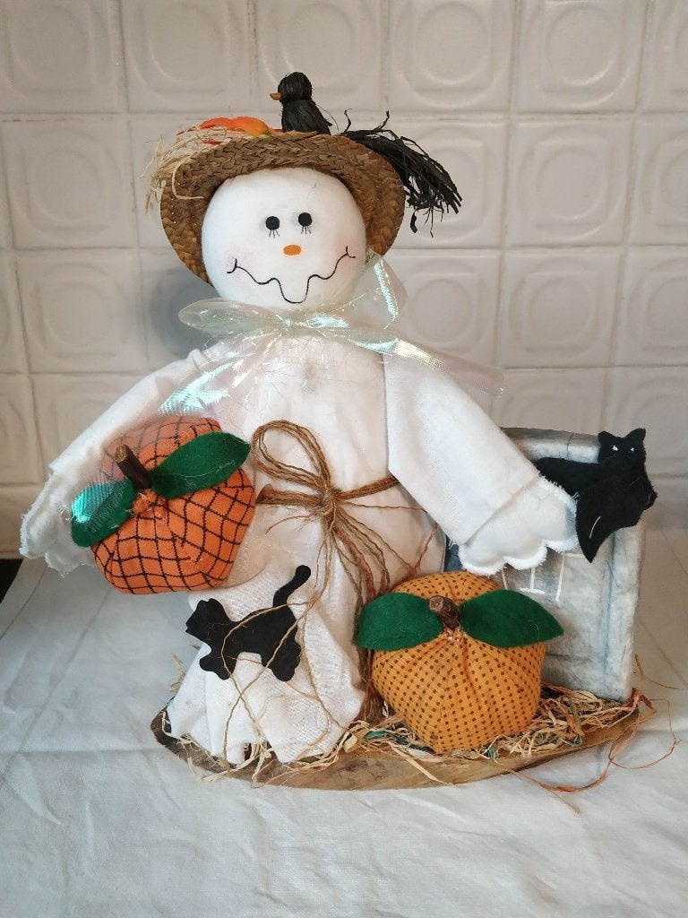 halloween spook op houten staander met attributen, Ophalen of Verzenden, Feestartikel