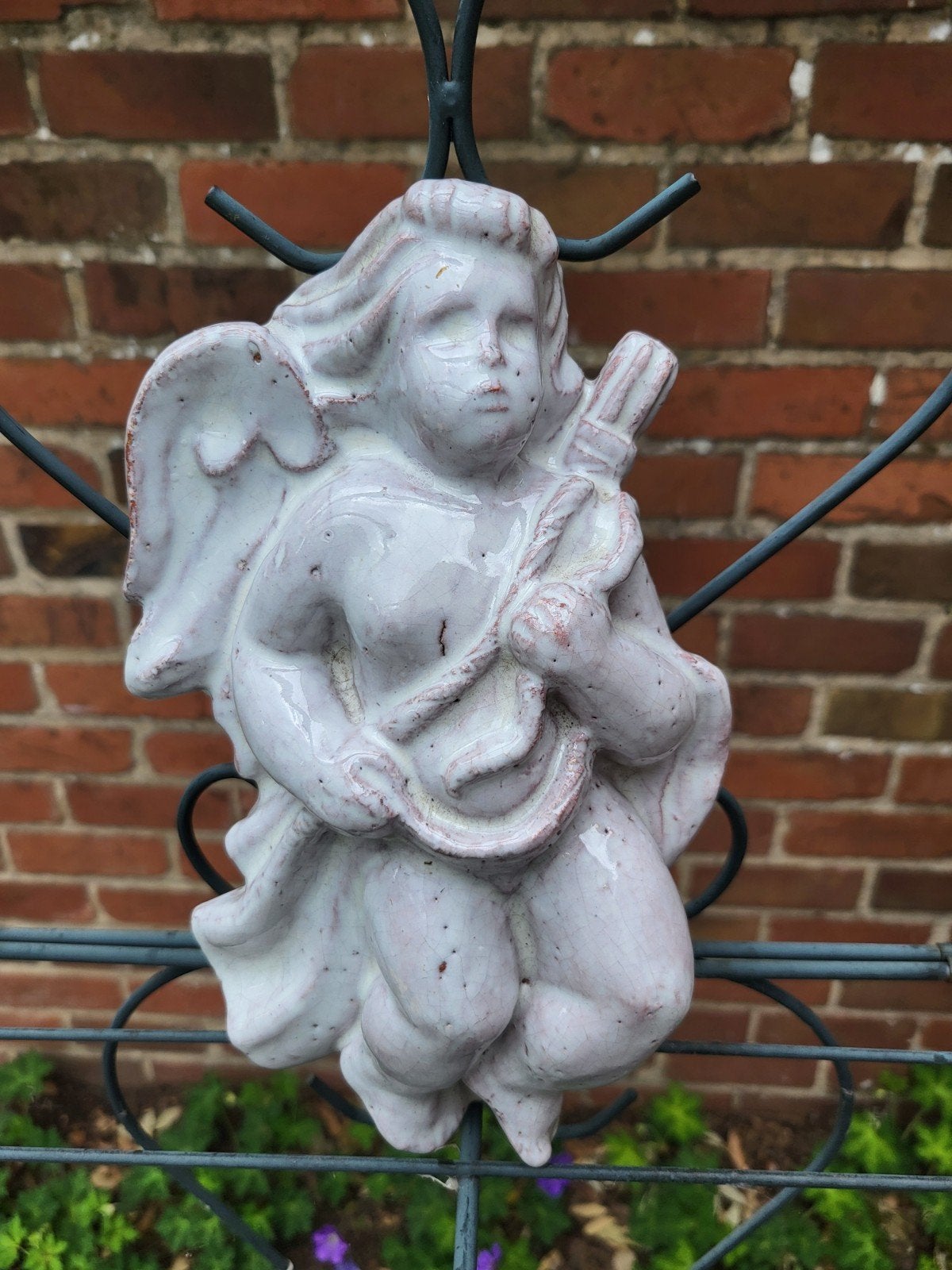 Belle statue d'ange en céramique/décoration murale (25 cm), Jardin & Terrasse, Statues de jardin, Enlèvement, Ange