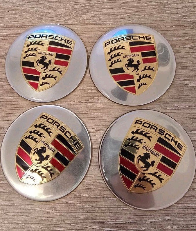 Porsche stickers diameter 65 mm chroom of zwart, Ophalen of Verzenden, Nieuw, Porsche