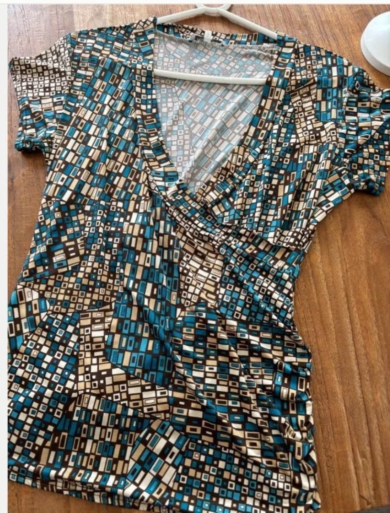 Blouse vintage maat S/M, Blauw, Ophalen of Verzenden, Zo goed als nieuw, Maat 36 (S)