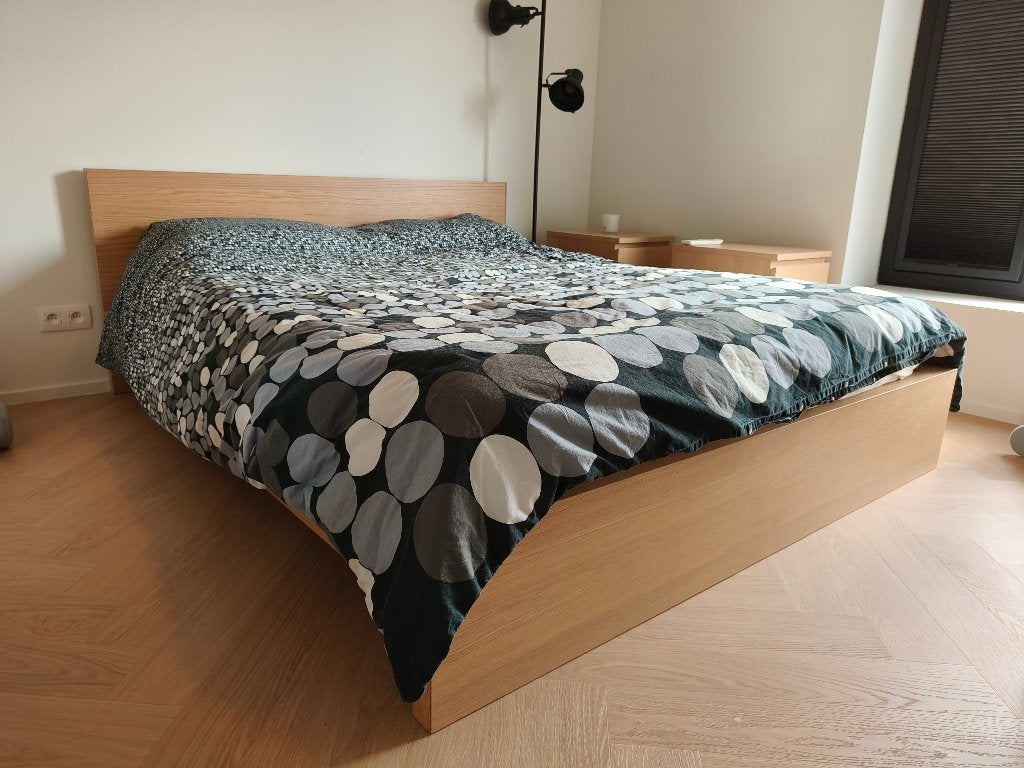 Lit double IKEA 160  200 cm avec sommiers et matelas, Maison & Meubles, 210 cm, Comme neuf, Enlèvement, Sommier