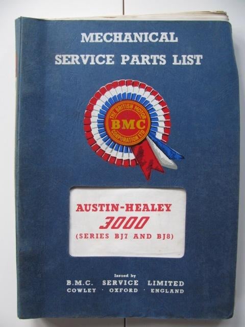 Austin Healey 3000 BJ7 BJ8 AKD 3523 Mechanical Service Parts, Autos : Divers, Modes d'emploi & Notices d'utilisation, Enlèvement ou Envoi