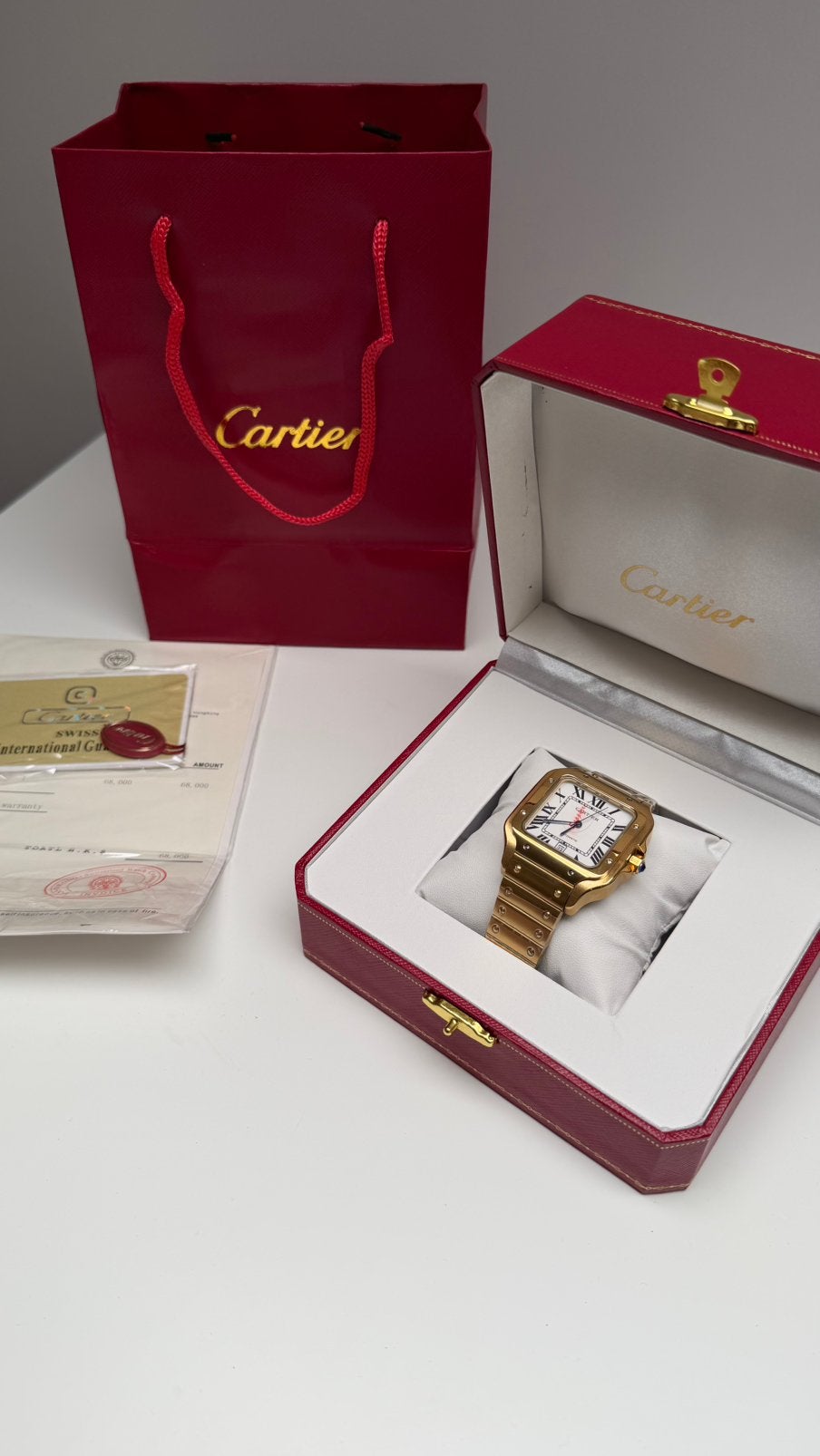 Montre Cartier Santos de Cartier en or 40 mm, Enlèvement ou Envoi, Étanche, Neuf, Blanc