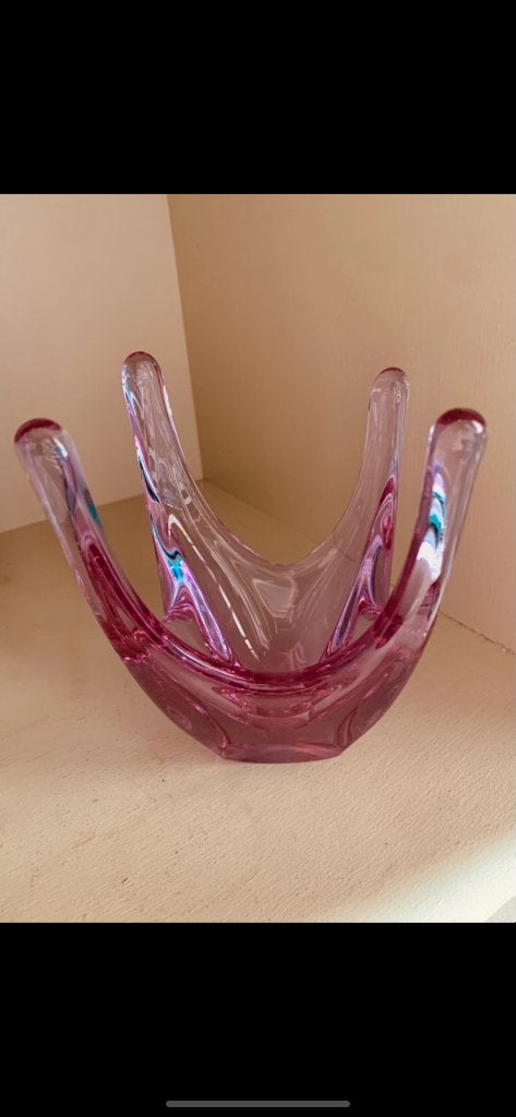 Vintage paarse glazen design vaas, Huis en Inrichting, Woonaccessoires | Vazen, Ophalen of Verzenden, Nieuw