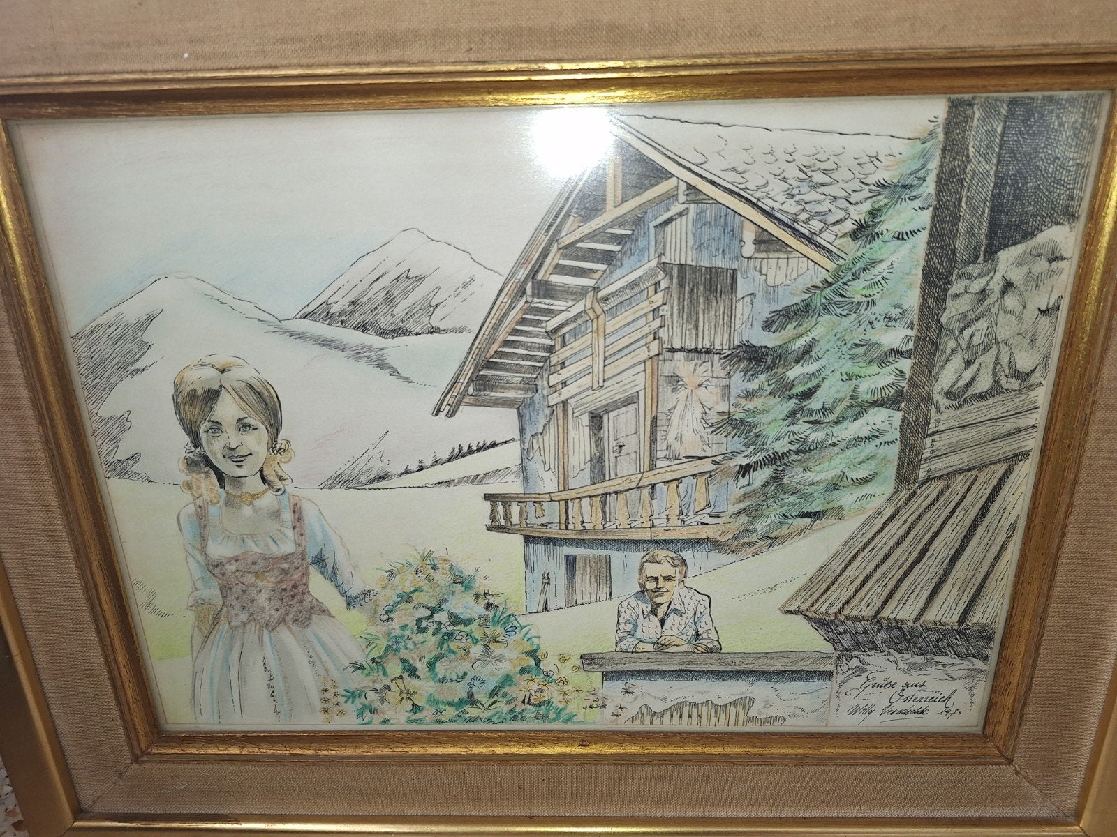 Originele pentekening Willy Verschelde (1973) – "Grüsse aus, Enlèvement, Dessin à la plume