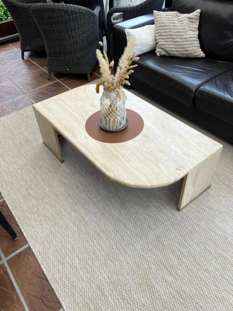 Travertin salontafel, Huis en Inrichting, Ophalen, Overige materialen, 100 tot 150 cm, 50 tot 100 cm