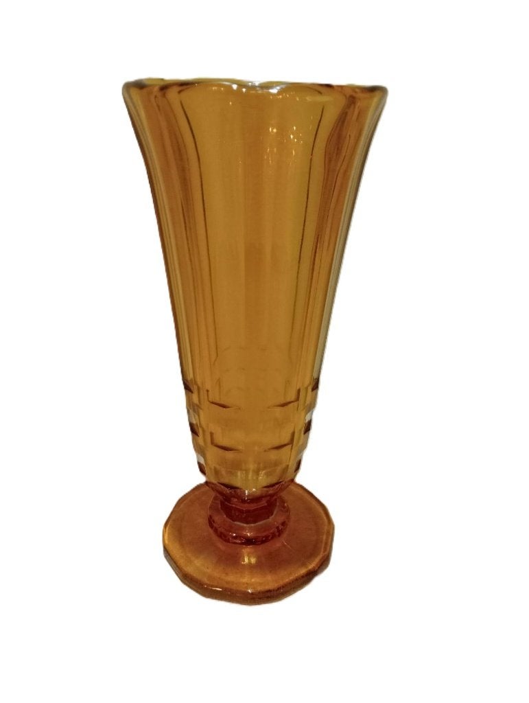 Vase à fleurs en verre ambré., Enlèvement ou Envoi, Comme neuf, Verre, 20 cm