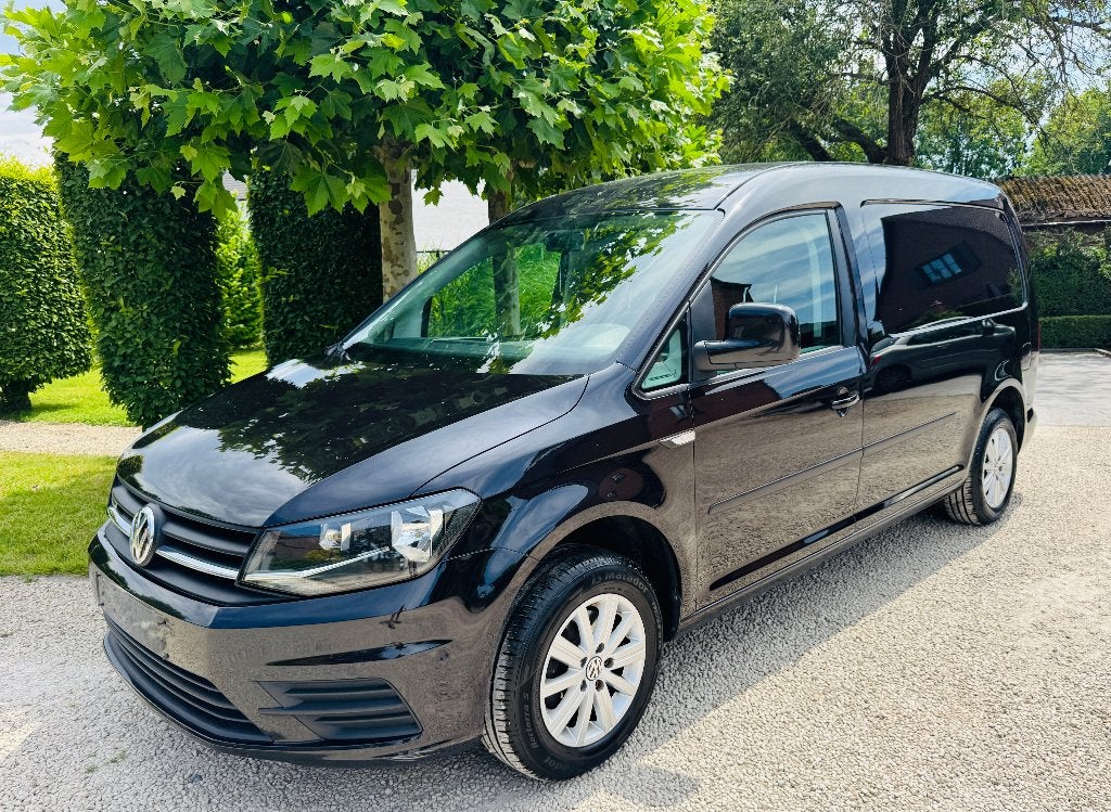 PRACHTIGE VW CADDY MAXI 1.4 CNG AUTOMAAT NAVI AIRCO, Auto's, Stof, Euro 6, Volkswagen, Zwart