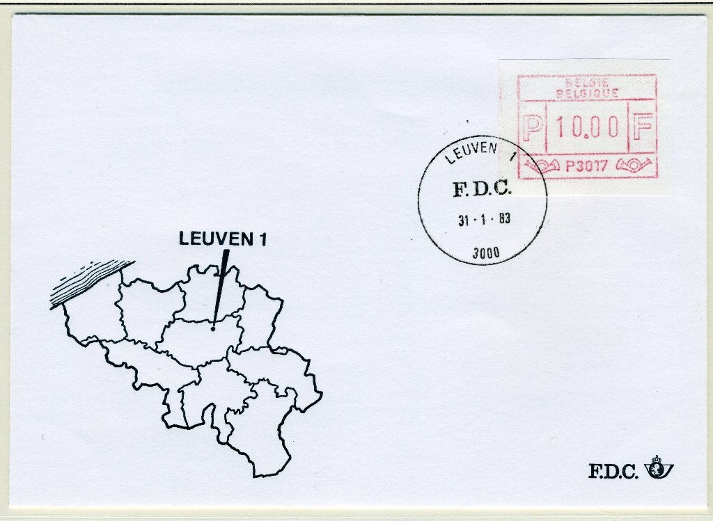 (B) ATM17 FDC Envelop 1983 - Leuven 1 (P3017), Verzenden, Gestempeld, 1e dag stempel