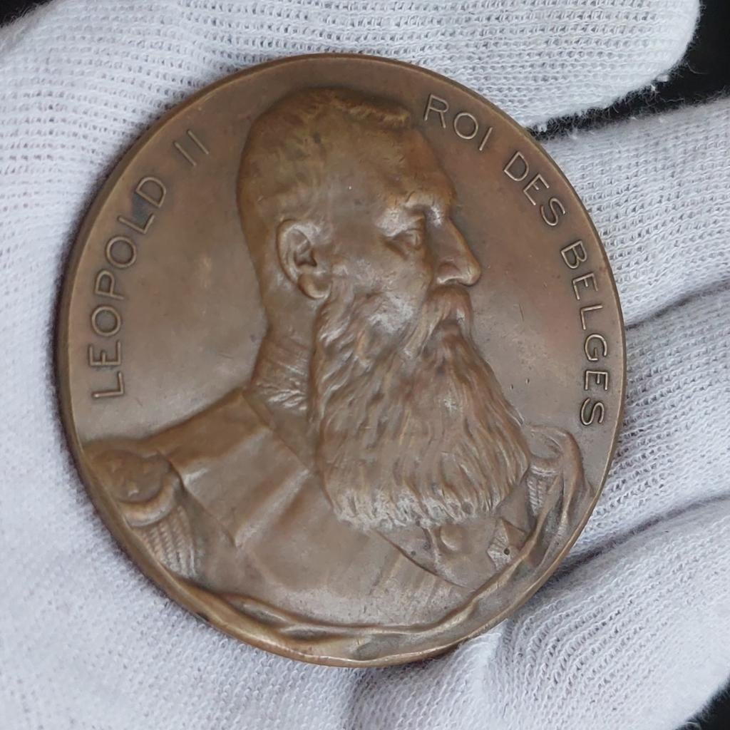 RARE! Medaille / Belgique / Leopold II / 1907 / Morlanwelz, Enlèvement ou Envoi, Bronze