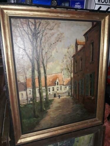 huile sur panneau beuignage signe geo navez, Antiquités & Art, Enlèvement ou Envoi, Fleurs, Panneau