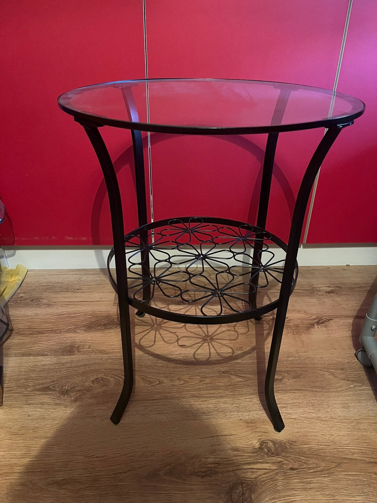 Glazen bijzettafel, Huis en Inrichting, Ophalen, Zo goed als nieuw, Rond, Glas