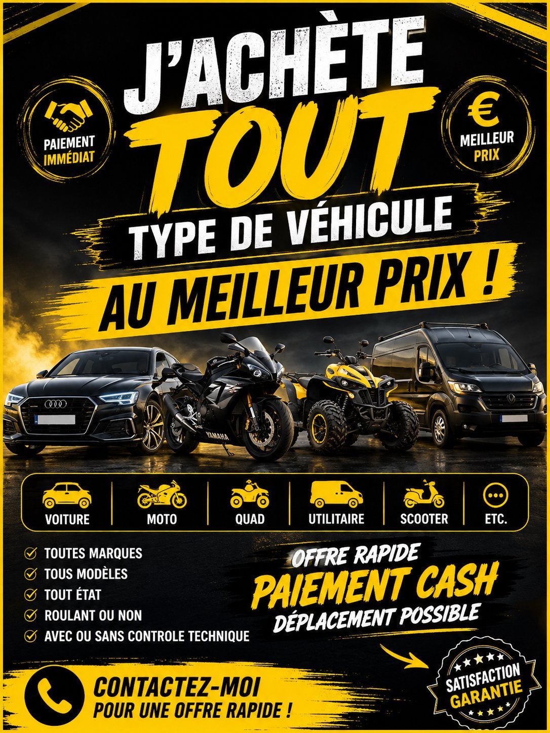 Rachat tout type de vehicule, Enlèvement