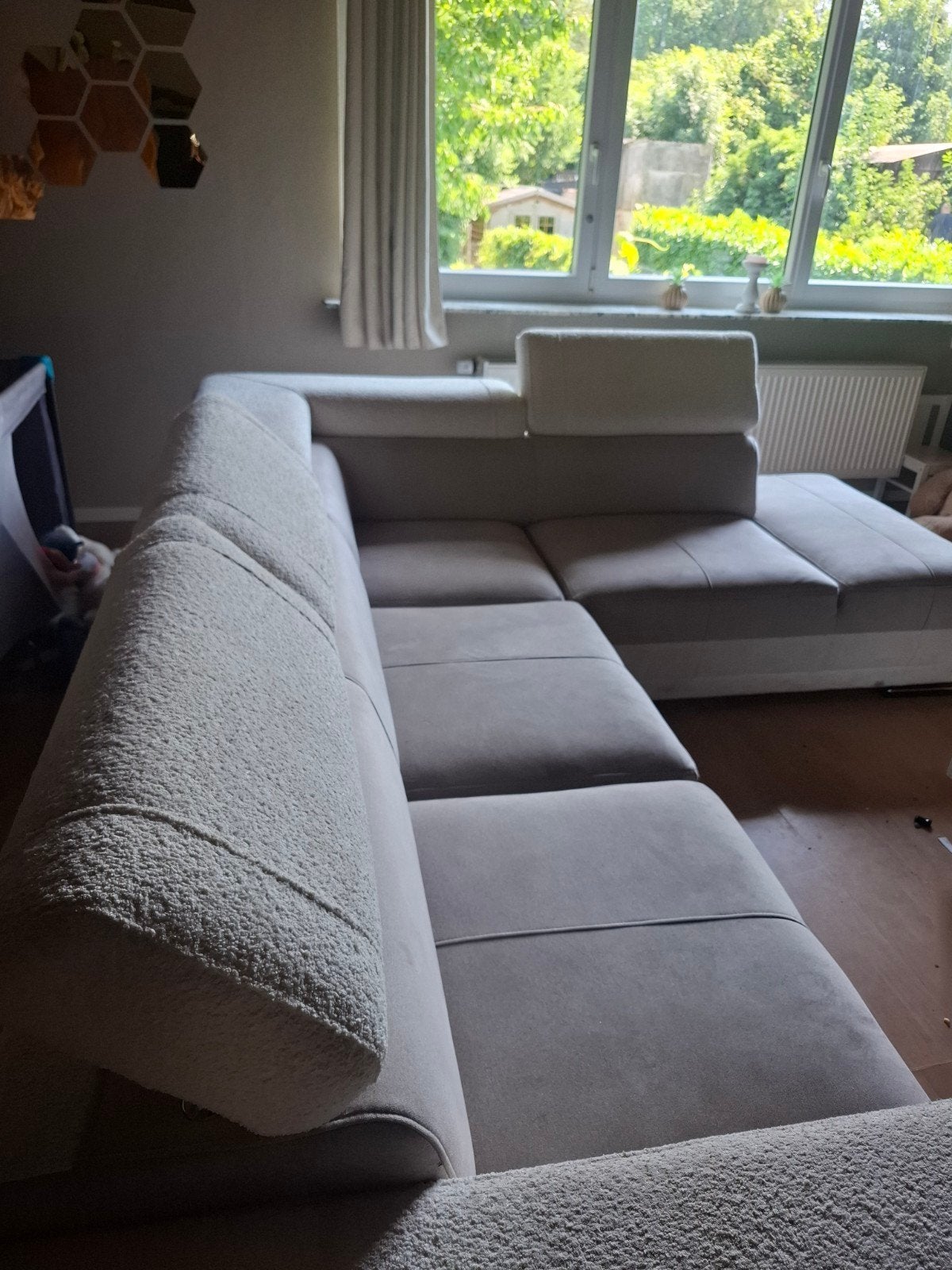 Canapé d'angle Blanc et Beige en super état, Maison & Meubles, Enlèvement, Comme neuf, Tissus, Moderne
