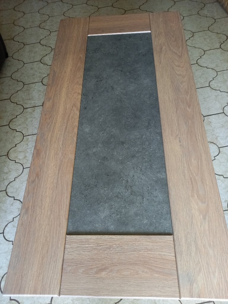 Salontafel met inlegblad in antraciet in zr gd staat, Ophalen, 100 tot 150 cm, 50 tot 100 cm, Rechthoekig