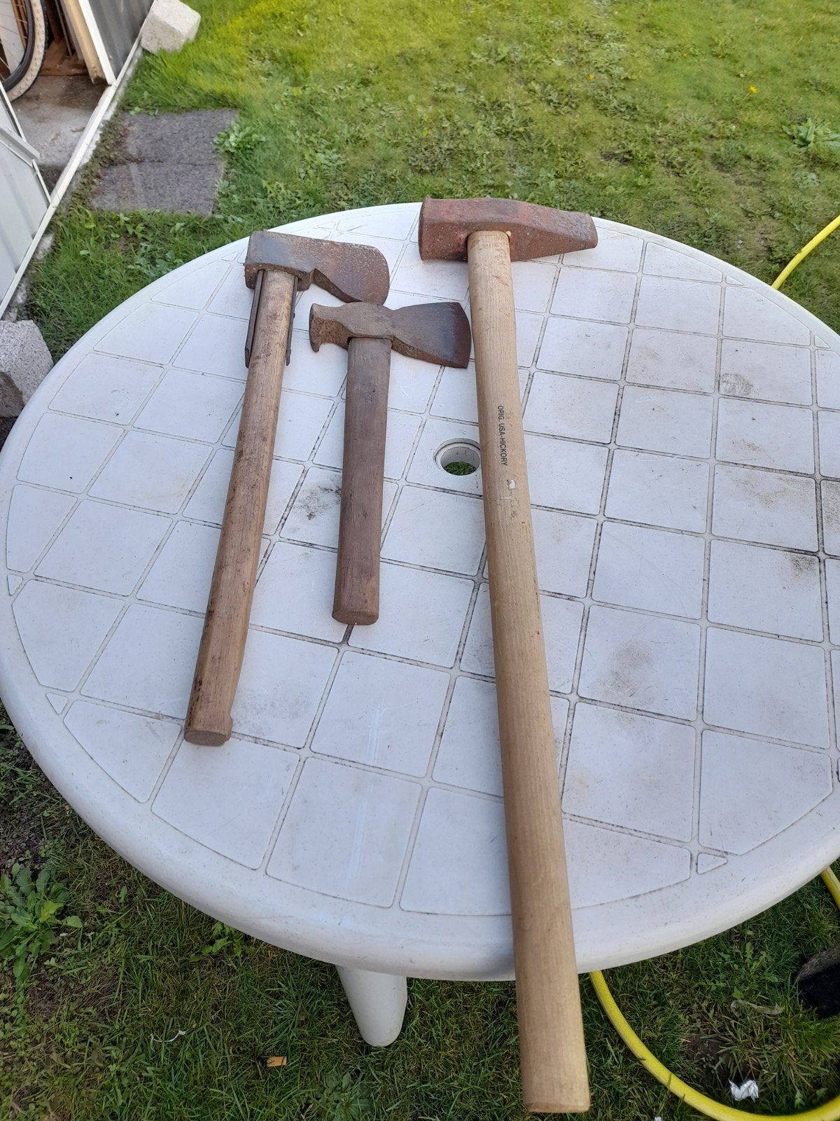 voor hamers en kap ijzer of bijlen 3 stuk's, Tuin en Terras, Ophalen, Gebruikt, Bijl, Orig.USA-HICKORY