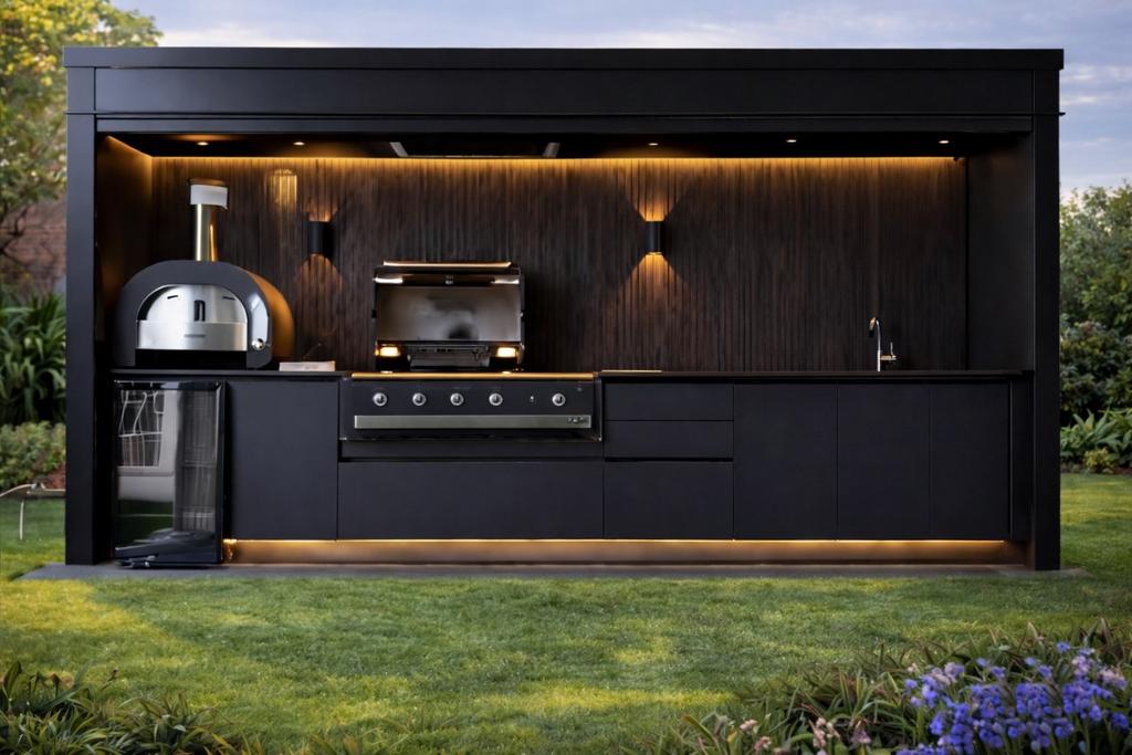 Moderne buitenkeuken met BBQ + koelkast – topstaat, Tuin en Terras, Ophalen, Nieuw
