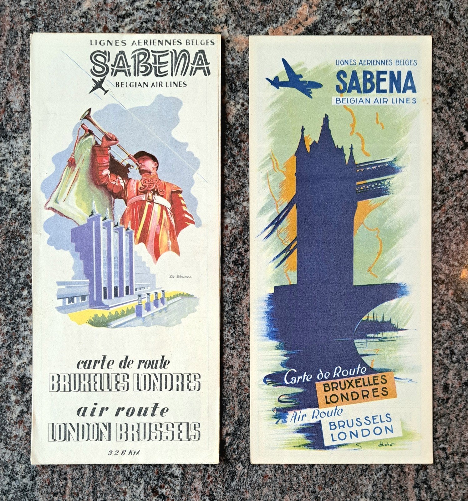 2 verschillende luchtroutes: Sabena, eind jaren 40, begin ja, Verzamelen, Ophalen of Verzenden