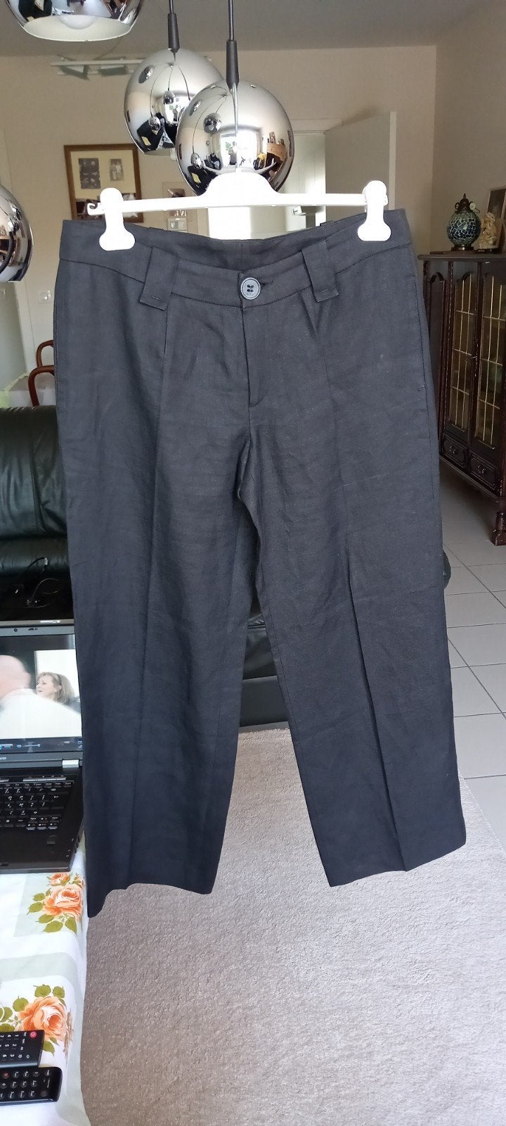 zwarte linnen  dames broek maat  42, Zwart, Maat 42/44 (L), Ophalen of Verzenden, Zo goed als nieuw