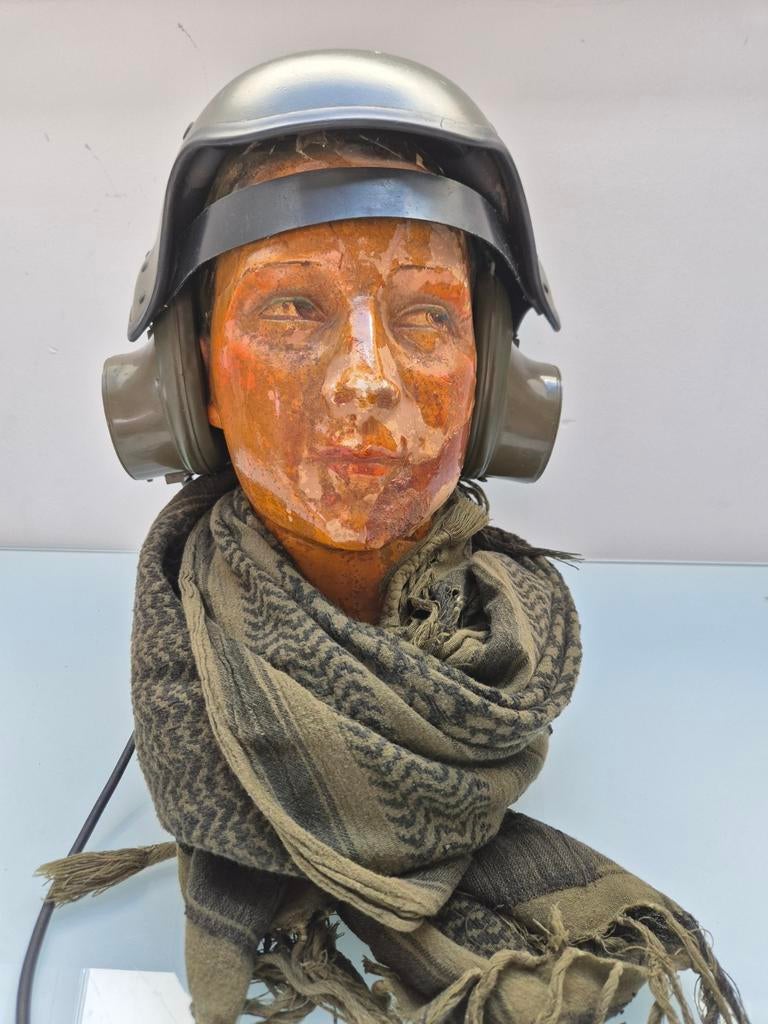 Belgische Racal Acoustics AFV-73 Tankhelm, met opbergtas, Verzamelen, Militaria | Algemeen, Ophalen of Verzenden, Landmacht, Helm of Baret