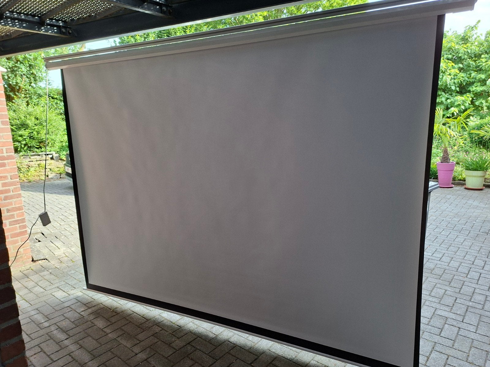 gemotoriseerd projectiescherm. 3,40 op 2,10 m, Audio, Tv en Foto, Ophalen, Elektrisch, Zo goed als nieuw