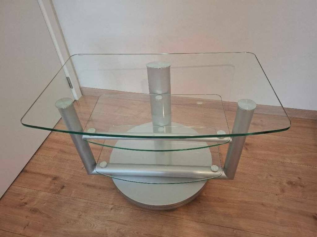Draaibaar TV meubel - Glas en Aluminium, Ophalen, Modern, Rechthoekig, Glas