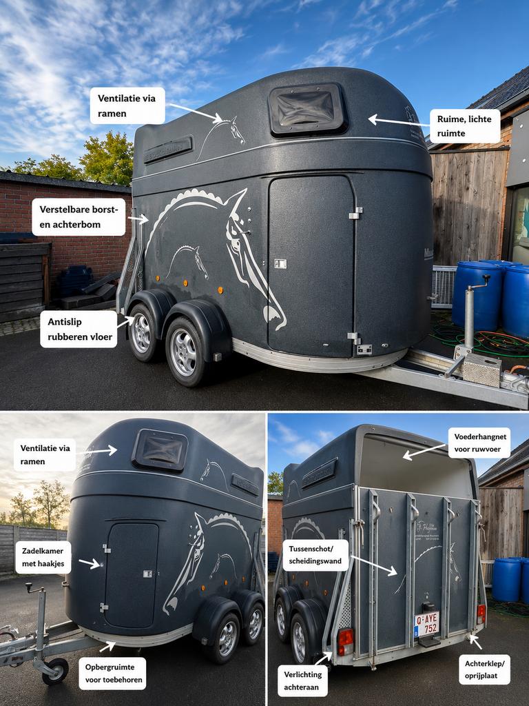 Böckmann paarden trailer, Dieren en Toebehoren, Ophalen, Gebruikt, Polyester, 2-paards trailer