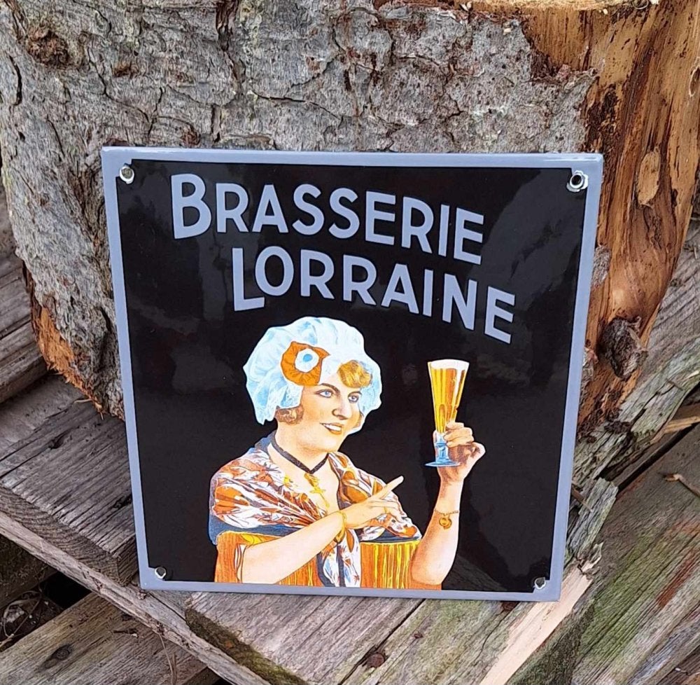 Emaille reclamebord Brasserie Lorraine., Verzamelen, Merken en Reclamevoorwerpen, Nieuw, Reclamebord, Ophalen of Verzenden