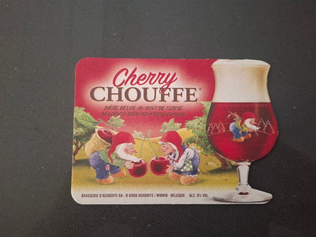 Bierviltje Chouffe Cherry, Verzamelen, Ophalen of Verzenden, Nieuw, Viltje(s), Overige merken