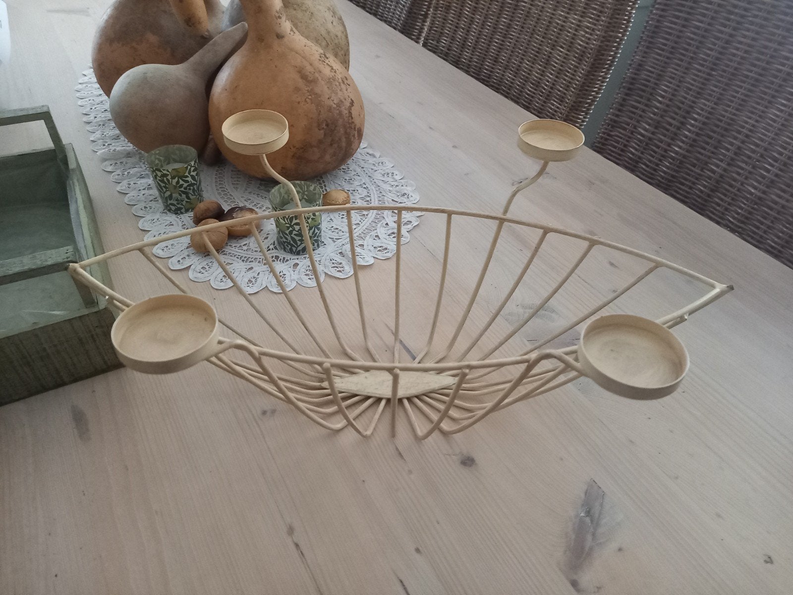 grote ijzeren decoratie schaal en houten bakje, Enlèvement ou Envoi, Balance