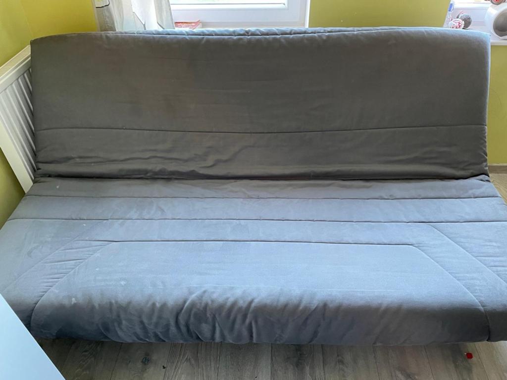 canape clic clac en microfibre tulsa matelas bultex, Maison & Meubles, Autres dimensions, Gris, Comme neuf, Enlèvement