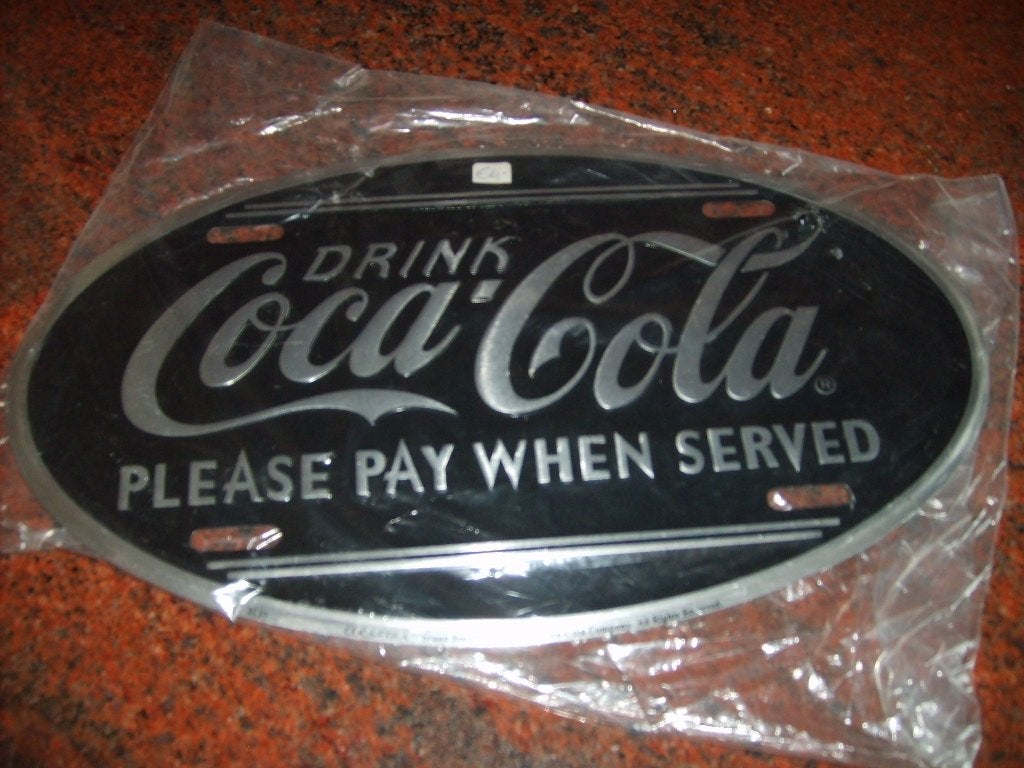 Coca Cola reclamebord 30,5 cm x 17,5 cm - plakkaat, Verzamelen, Ophalen of Verzenden, Zo goed als nieuw, Reclamebord