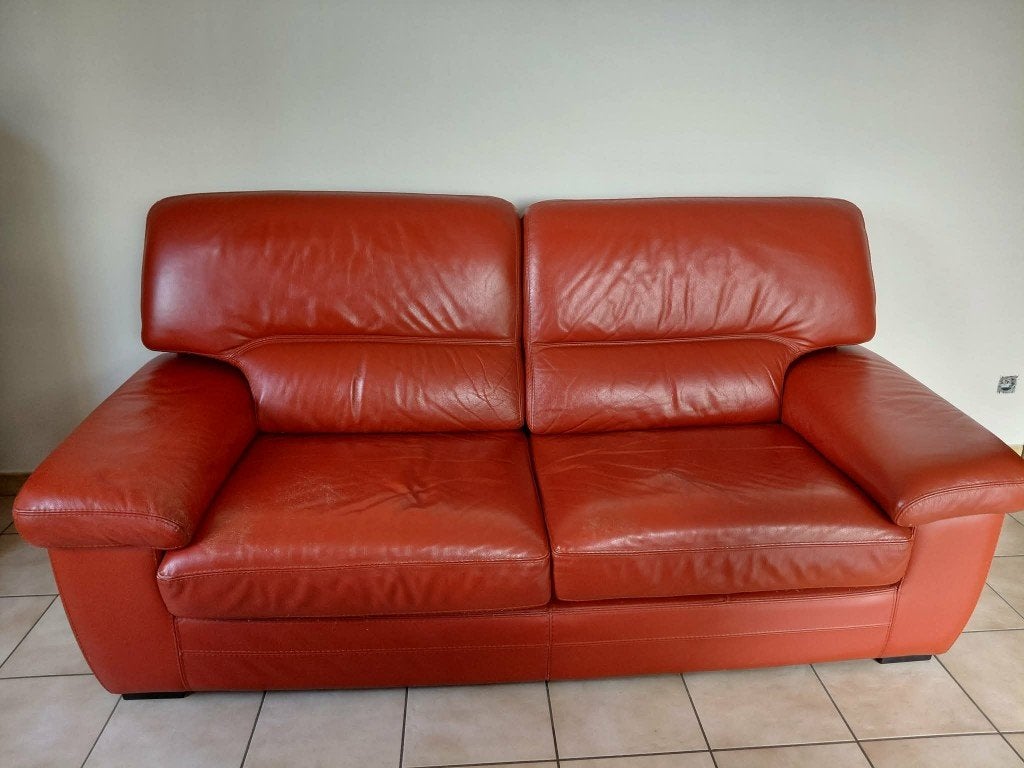 salon en cuir 2 et 3 places, Maison & Meubles, Trois personnes, Banc droit, Enlèvement, Utilisé