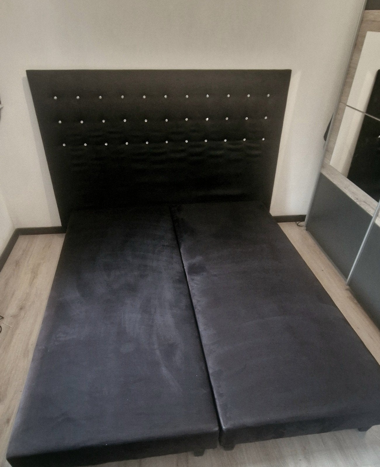 tweepersoonsbed  - fluweel met kristallen 160x200, Ophalen
