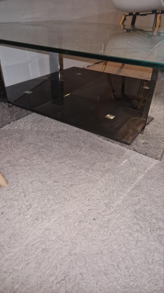 Table basse avec plateau en verre 9090cm, Enlèvement