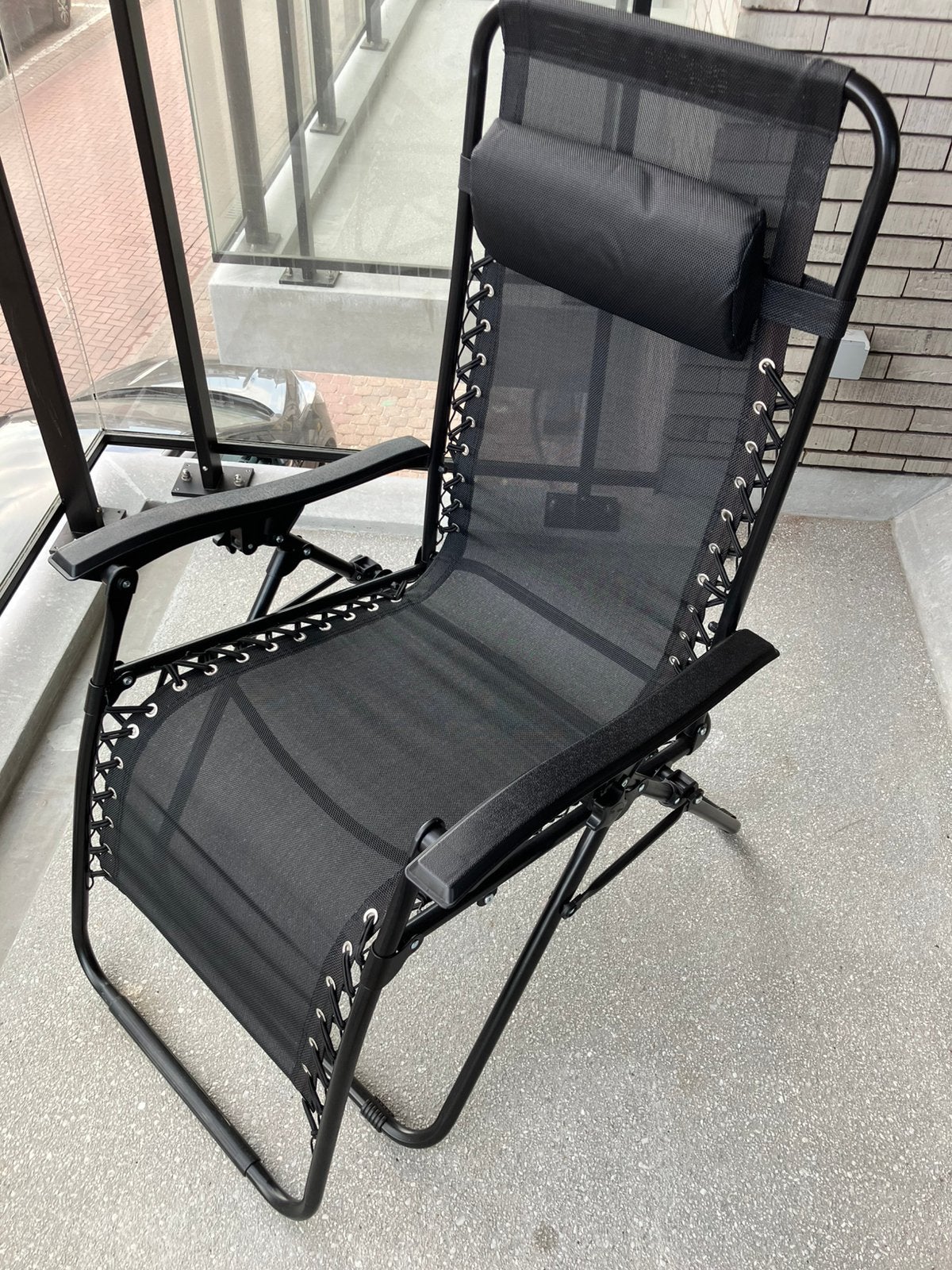 Comfortabele ligstoel met hoofdkussen, Jardin & Terrasse, Chaises de jardin, Enlèvement, Comme neuf, Pliant