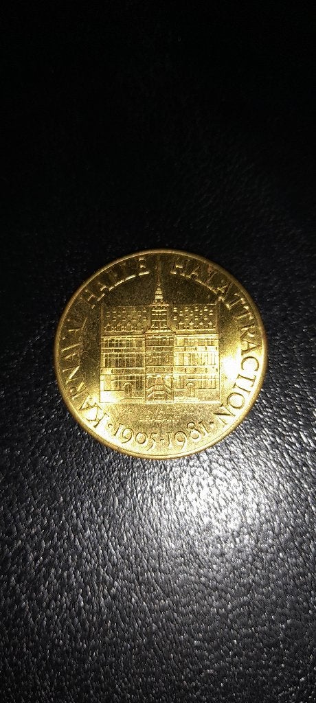 herdenkingsmedaille karnaval halle 1905 1981/ 50 krotten, Ophalen of Verzenden