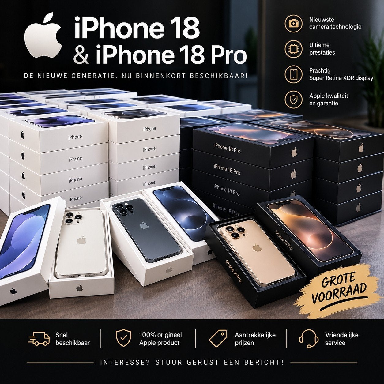 Iphone 18 Pro 256/512/1TB/2TB - NIEUW, Ophalen of Verzenden, Nieuw, IPhone 18 Pro