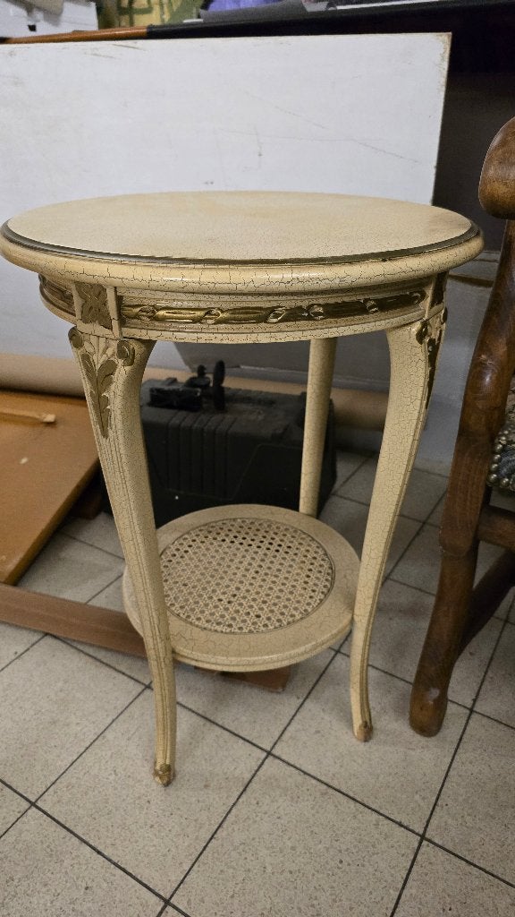 Vintage voetstuktafel in Lodewijk XVI-stijl - Canné Plateau, Ophalen, Minder dan 55 cm, Gebruikt, Rond