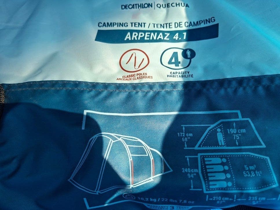 quechua arpenaz 4.1, Caravans en Kamperen, Tenten, Ophalen, Zo goed als nieuw, Tot en met 4