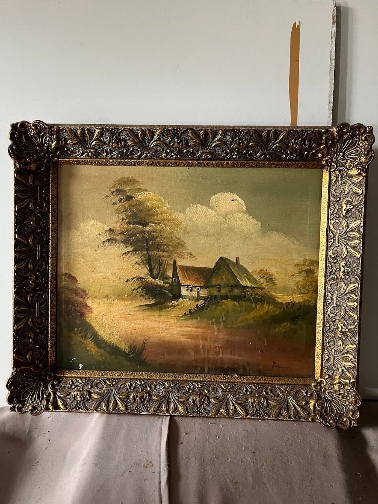 oud schilderij, Peinture à l'huile, Paysage, Enlèvement, Cadre spécial