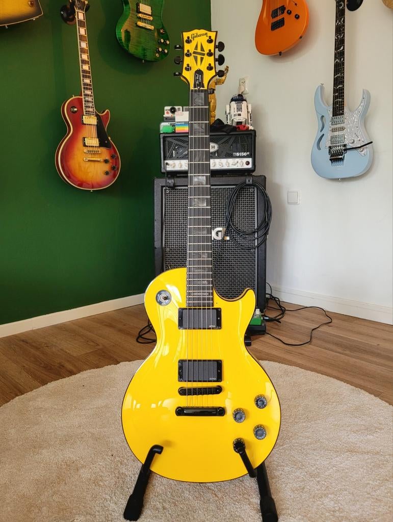 Gibson Les Paul Custom Shop Blackout Diablo Yellow Chambered, Muziek en Instrumenten, Ophalen of Verzenden, Gebruikt, Solid body
