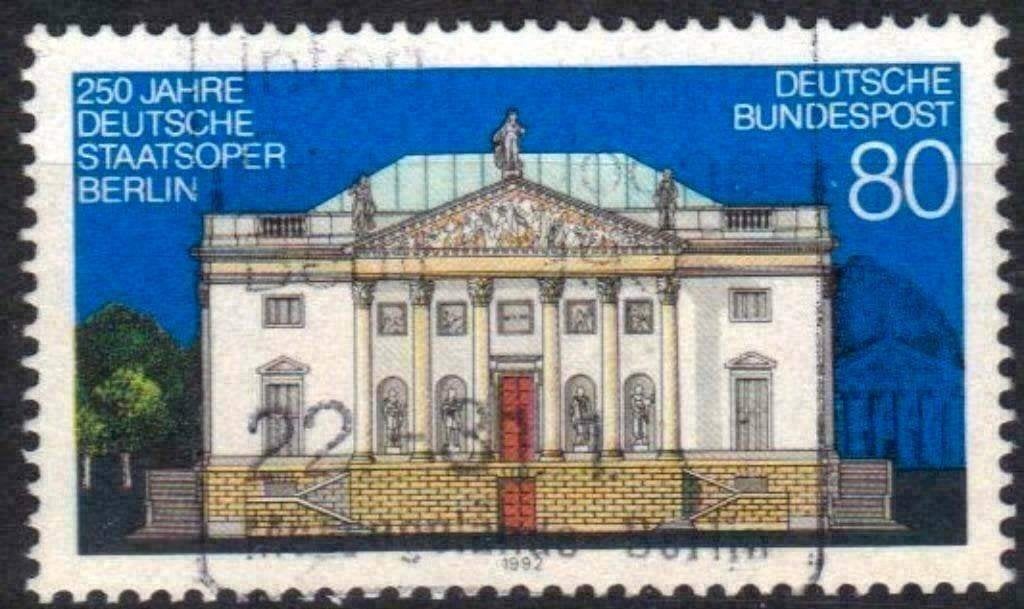 Allemagne Bundespost 1992 - Yvert 1455 - Opéra d Berli (ST), Envoi, Affranchi