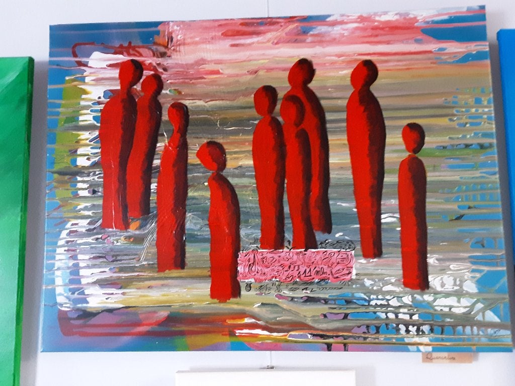 Modern abstract schilderij “Quarantaine” (60x80 cm), Antiek en Kunst, Kunst | Schilderijen | Abstract, Ophalen