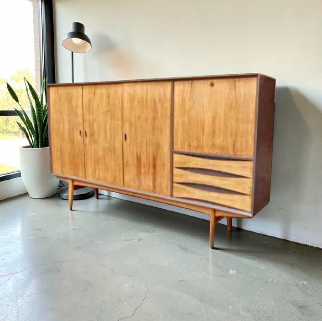 Sideboard Vintage Dressoir Oswald Vermaercke V-form 1960's, Enlèvement, Teck