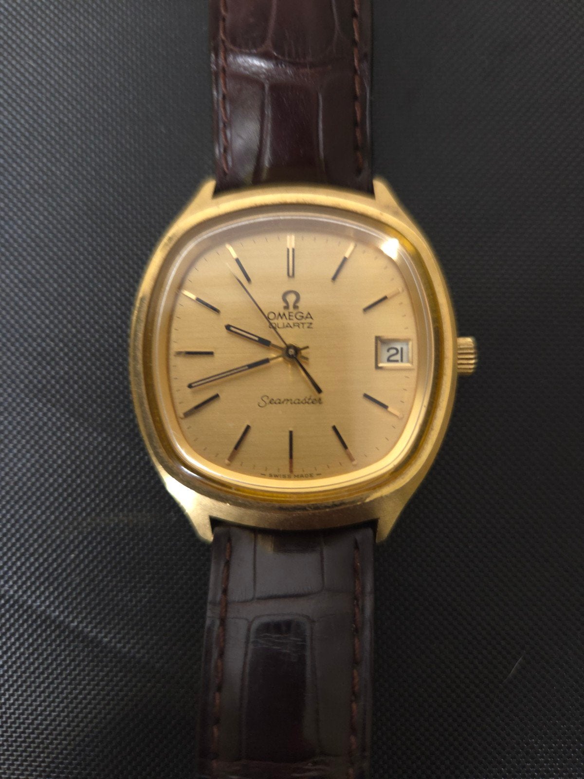 Omega Seamaster Quartz Vintage, Montre-bracelet, Doré, Omega, Enlèvement